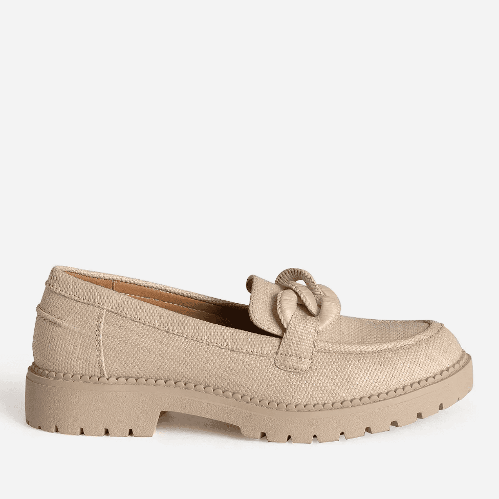 Mocassin TEXTO beige tressage et maxi chaîne